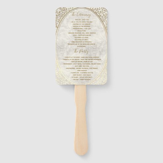 Gold Art Deco Hochzeitsprogramm Fächer (Rückseite)