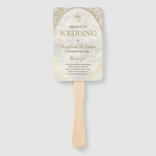 Gold Art Deco Hochzeitsprogramm Fächer (Vorderseite)