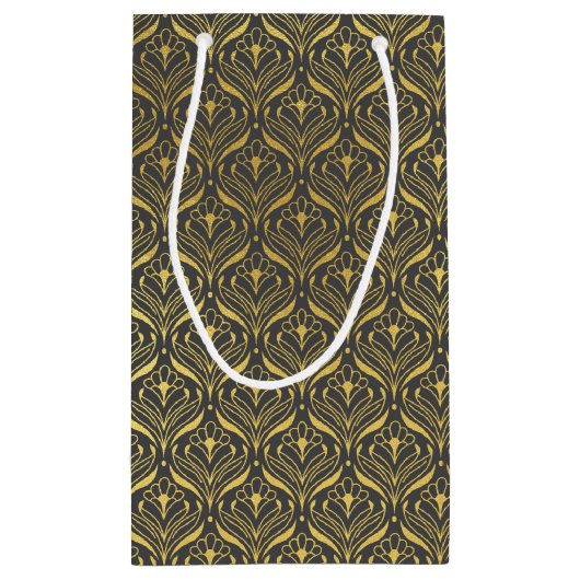 Gold Art Deco Hochzeitsreise Geschenk Gefallen Ges Kleine Geschenktüte (Rückseite)