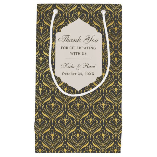 Gold Art Deco Hochzeitsreise Geschenk Gefallen Ges Kleine Geschenktüte (Vorderseite)