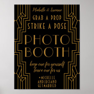 Gold Art Deco Hochzeitsschild Editierbare Fotobox Poster