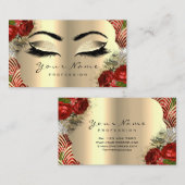 Gold Art Deco Makeup Artist Lash Rote Rose Visitenkarte (Vorne/Hinten)