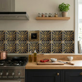 Gold Art Deco Monogram Black Personalized Luxury Fliese