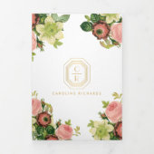 Gold Art Deco Monogram Vintag Florals Broschüre (Cover)