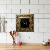 Gold Art Deco Monogramm Schwarz Personalisiert Lux Fliese