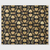 Gold Art Deco Muscheln in Schwarz Geschenkpapier (Flach)