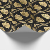 Gold Art Deco Muscheln in Schwarz Geschenkpapier (Ecke)