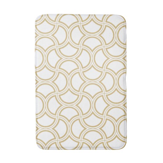 Gold Art Deco Muster auf Weiß Badematte (Vorderseite Vertikal)