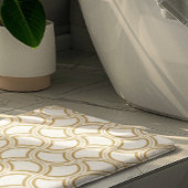 Gold Art Deco Muster auf Weiß Badematte