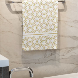 Gold Art Deco Muster auf Weiß Badhandtuch Set