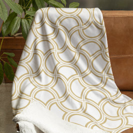 Gold Art Deco Muster auf Weiß Fleecedecke