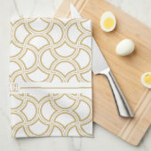 Gold Art Deco Muster auf Weiß Geschirrtuch (Viertel Falte)