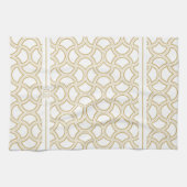 Gold Art Deco Muster auf Weiß Geschirrtuch (Horizontal)