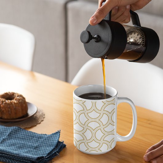 Gold Art Deco Muster auf Weiß Kaffeetasse