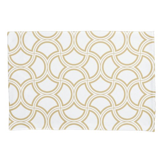 Gold Art Deco Muster auf Weiß Kissenbezug (Vorderseite)