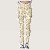 Gold Art Deco Muster auf Weiß Leggings (Vorderseite)