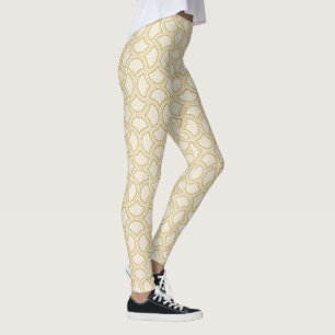 Gold Art Deco Muster auf Weiß Leggings