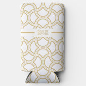 Gold Art Deco Muster auf Weiß Selters Dosenkühler (Vorderseite)