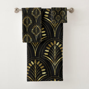 Gold Art Deco Muster  Badhandtuch Set