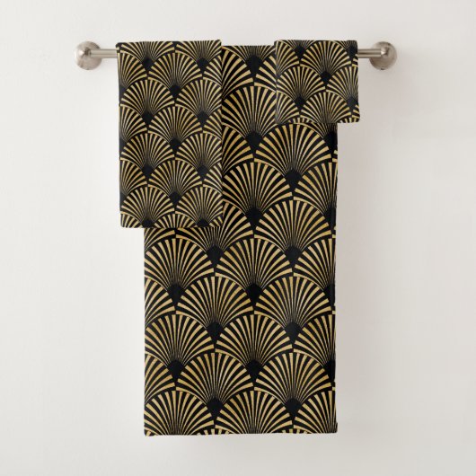 Gold Art Deco Muster Badhandtuch Set (Insitu)