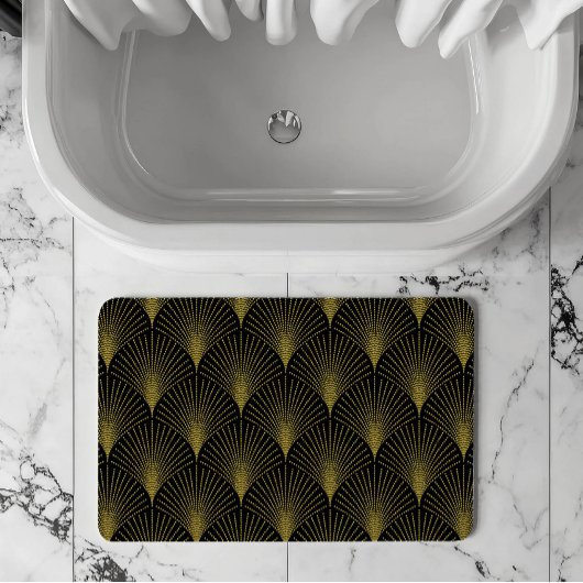 Gold Art-déco-Muster mit Monogramm Badematte
