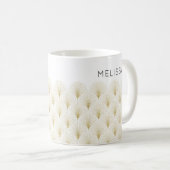 Gold Art-Deco Muster Monogramm Kaffeetasse (VorderseiteRechts)