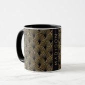 Gold Art Deco Muster Tasse (Vorderseite Links)