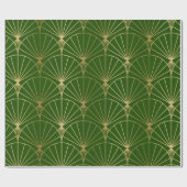 Gold art-deco pattern on green wrapping paper geschenkpapier (Flach)