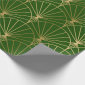 Gold art-deco pattern on green wrapping paper geschenkpapier (Ecke)