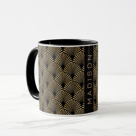 Gold Art Deco Pattern Tasse (Vorderseite Links)