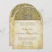 Gold Art Deco Pfauenvögel Einladung zur Hochzeit (Vorne/Hinten)