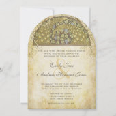 Gold Art Deco Pfauenvögel Einladung zur Hochzeit (Vorderseite)