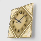 Gold Art Deco Quadratische Wanduhr (Winkel)