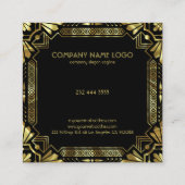 Gold Art Deco-Rahmen Quadratische Visitenkarte (Rückseite)