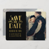 Gold Art Deco | Save the Date Foto (Vorne/Hinten)