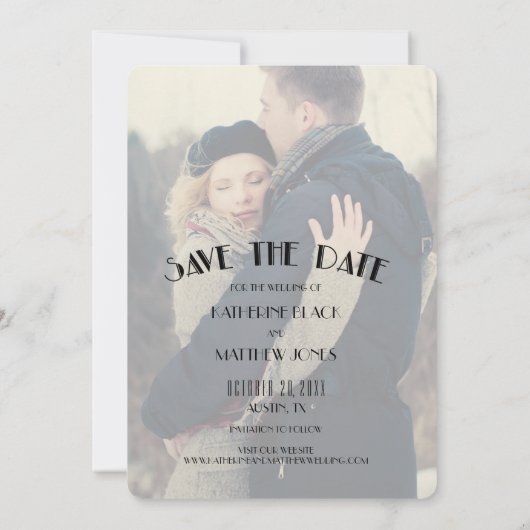 Gold Art Deco | Save the Date Foto (Rückseite)