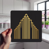 Gold Art Deco Skyscraper Silhouette Black Tile Fliese
