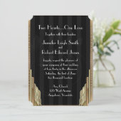 Gold Art Deco Stripe Hochzeit Einladung (Stehend Vorderseite)