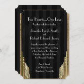 Gold Art Deco Stripe Hochzeit Einladung (Vorne/Hinten)