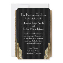 Gold Art Deco Stripe Hochzeit Einladung