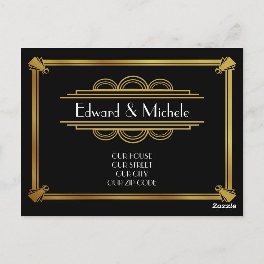 Gold Art Deco UAWG PostCard Postkarte (Rückseite)