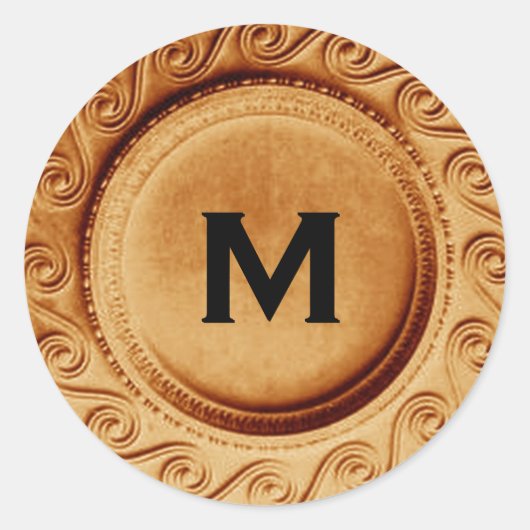 Gold Art Deco Wedding Monogram M Aufkleber (Vorderseite)