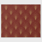 Gold Art-Deko-Muster auf rotem Hintergrund Geschenkpapier (Flach)