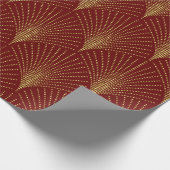 Gold Art-Deko-Muster auf rotem Hintergrund Geschenkpapier (Ecke)