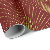 Gold Art-Deko-Muster auf rotem Hintergrund Geschenkpapier (Rolleneckpunkt)