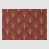 Gold Art-Deko-Muster auf rotem Hintergrund Seidenpapier (Vorderseite)