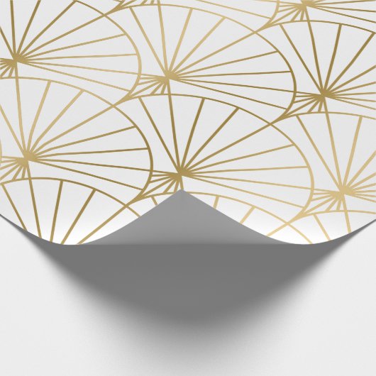 Gold-Art-Deko-Muster auf weiß Geschenkpapier (Ecke)