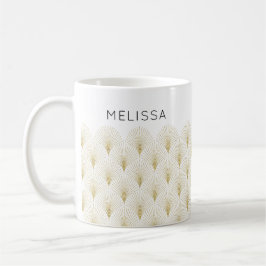 Gold Art-Deko-Muster Monogram Kaffeetasse
