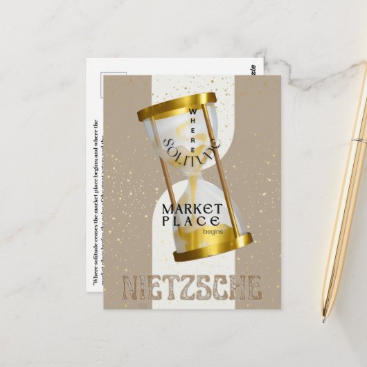 Gold Art Nouveau Introvert Philosophie Zitat Postkarte (Vorderseite/Rückseite Beispiel)