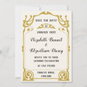 Gold Art Nouveau Moderne Art Hochzeit Einladung (Vorderseite)